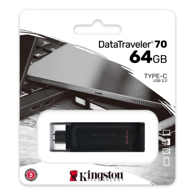 Kingston Накопичувач 64GB USB 3.2 Type-C Gen 1 DT70 Kingston Накопичувач 64GB USB 3.2 Type-C Gen 1 DT70