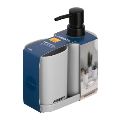 Набір для ванної кімнати ARDESTO Vigor 380мл, 3 предмети, поліпропілен, сірий Набір для ванної кімнати ARDESTO Vigor 380мл, 3 предмети, поліпропілен, сірий