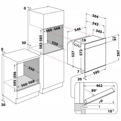 Духова шафа Whirlpool електрична, 73л, A+, дисплей, конвекція, піроліз, телескопічні напрямні, чорний