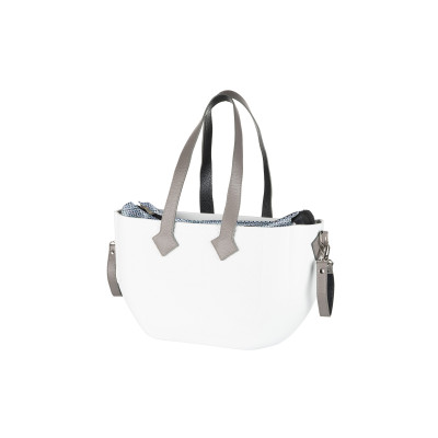 Сумка Nuvita MyMia ручки шкіра, килимок, ремені для коляски, біло-сірий