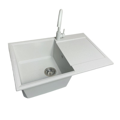 Набір кухонний Adamant Horizon, штучний камінь, прямокут., з крилом, 780х495х230мм, чаша - 1, врізна, Old stone + змішувач + дозатор + ополіскувач склянок + коландер Набір кухонний Adamant Horizon, штучний камінь, прямокут., з крилом, 780х495х230мм, чаша - 1, врізна, Old stone + змішувач + дозатор + ополіскувач склянок + коландер