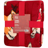 Плед ARDESTO Flannel 160х200см, 100% поліестер, різдвяні коргі