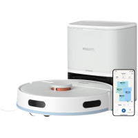 Робот-пилосос Philips Series 2000, h=9.7см, вологе прибирання, конт пил -0.38л, вода -0.3л, автон. робота до 120хв, EPA 11, Wi-Fi, станція самоочищ., білий