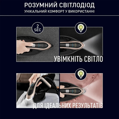 Tefal Праска-парогенератор Pro Express Vision, 3000Вт, 1200мл, паровий удар -800гр, постійна пара - 180гр, керам. підошва, чорно-золотий Tefal Праска-парогенератор Pro Express Vision, 3000Вт, 1200мл, паровий удар -800гр, постійна пара - 180гр, керам. підошва, чорно-золотий