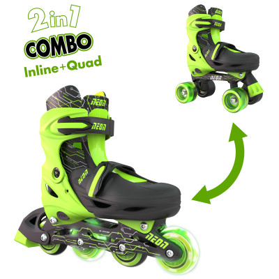 Роликові ковзани Neon Combo, розмір 30-33, салатовий