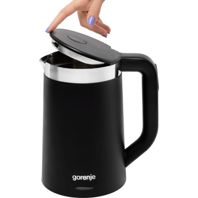 Электрочайник Gorenje 1.7л, Strix контроль, LED дисплей, черный
