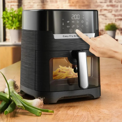 Tefal Мультипіч Easy Fry&Grill Vision Window, 1550Вт, чаша-4.2л, сенсорне керув., 10 програм, з віконцем, пластик, чорний