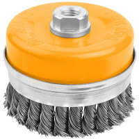 Щітка чашкова Tolsen, торцева, переплетений дріт 0.5мм, 100мм, різьблення M14