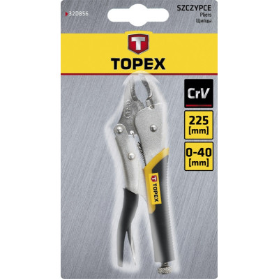 Topex Кліщі затискні, 0-40мм, храповий механізм, 225мм, CrV Topex Кліщі затискні, 0-40мм, храповий механізм, 225мм, CrV