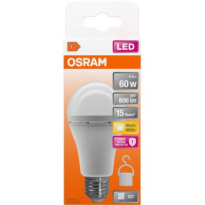 Лампа OSRAM LED E27 8Вт 806Лм 2700К A60 акумуляторна