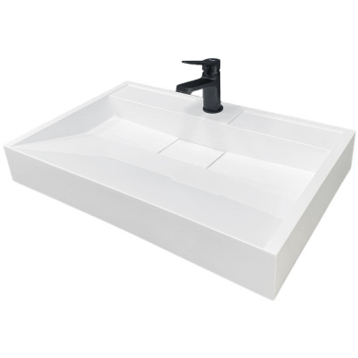 Раковина, умивальник Adamant VISION, штучний камінь, прямокут., з отвором для змішувача, без переливу, 700х455х110мм, накладний, білий Раковина, умивальник Adamant VISION, штучний камінь, прямокут., з отвором для змішувача, без переливу, 700х455х110мм, накладний, білий