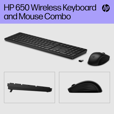 Комплект клавіатура та миша HP 650, WL, EN/UK, чорний