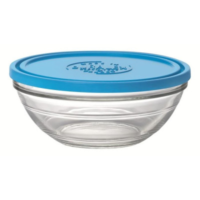 Контейнер для зберігання Duralex Rond, круглий, 23см, 2400мл, скло, платик, прозорий, синій Контейнер для зберігання Duralex Rond, круглий, 23см, 2400мл, скло, платик, прозорий, синій