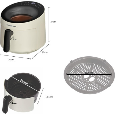 Russell Hobbs Мультипіч Satisfry Panoramic- 1500Вт, чаша-5л, сенсорне управл., 10 авто. програм, пластик/скло, кремовий