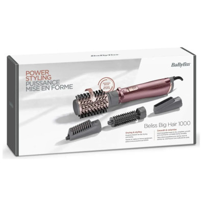 Фен-щітка Babyliss Beliss Big Hair, 1000Вт, 2 режими, іоніз-я, хол. обдув, кераміка, рожевий Фен-щітка Babyliss Beliss Big Hair, 1000Вт, 2 режими, іоніз-я, хол. обдув, кераміка, рожевий