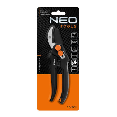 Секатор контактний Neo Tools, d різу 15мм, 185мм, 169г Секатор контактний Neo Tools, d різу 15мм, 185мм, 169г