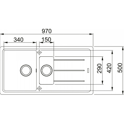 Мийка кухонна Franke Basis фраграніт, прямокут., з крилом, 970х500х200мм, чаша - 2, врізна, онікс Мийка кухонна Franke Basis фраграніт, прямокут., з крилом, 970х500х200мм, чаша - 2, врізна, онікс