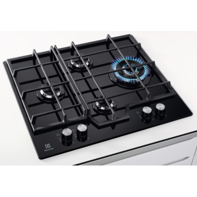 Варильна поверхня Electrolux газова на склі, 60см, чавун, чорний