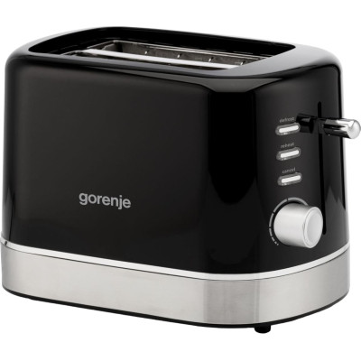 Тостер Gorenje 850Вт, підігрів, розморожування, пластик, чорний