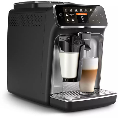 Кофемашина Philips Series 4300 LatteGo, 1.9л, зерно+молотый, автомат.капуч, дисплей, авторецептов -8, черный