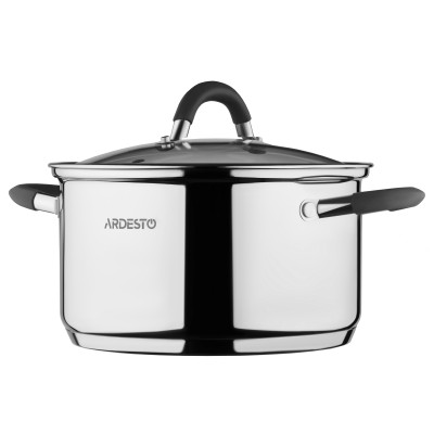 Каструля зі скляною кришкою Ardesto Gemini Salerno, 4.4л, нержавіюча сталь, силікон AR1947CS