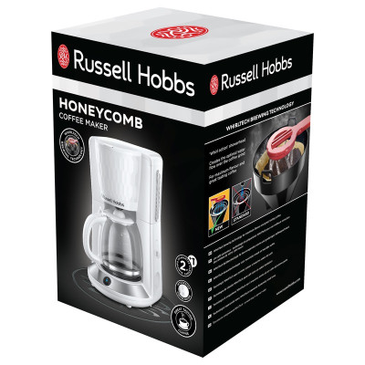 Кавоварка Russell Hobbs крапельна Honeycomb 1.25л, мелена, білий