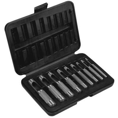 Topex Пробійник круглих отворів, крейцмейсель, набір 9шт, 3-12мм, 195мм, кейс Topex Пробійник круглих отворів, крейцмейсель, набір 9шт, 3-12мм, 195мм, кейс