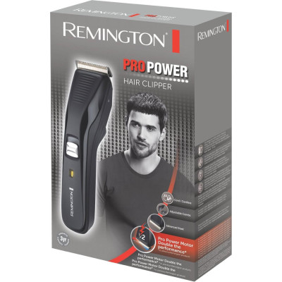 Машинка для стрижки Remington, мережа+акум., Pro Power мотор, насадок-2, сталь, чорний