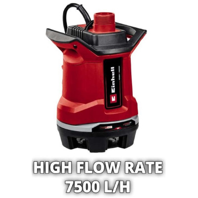 Насос дренажный EInhell GE-DP 18/25 Li - Solo, PXC, аккумуляторный, 18В, 7500 л-ч, высота 5м, глубина 4м, 2.8кг (без АКБ и ЗУ) (без АКБ и ЗУ) (4181580)