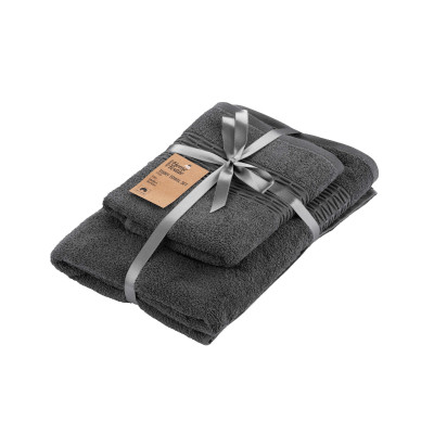 Набір рушників махрових ARDESTO Lotus, 50х90см, 70х140см, 2шт, 100% бавовна, сірий темний