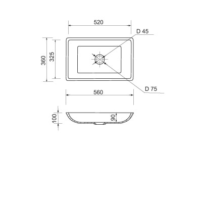Раковина, умивальник Adamant LOWER, штучний камінь, прямокут., без отвору для змішувача та переливу, 560x360x100мм, накладний, білий Раковина, умивальник Adamant LOWER, штучний камінь, прямокут., без отвору для змішувача та переливу, 560x360x100мм, накладний, білий