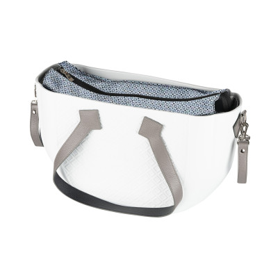 Сумка Nuvita MyMia ручки шкіра, килимок, ремені для коляски, біло-сірий