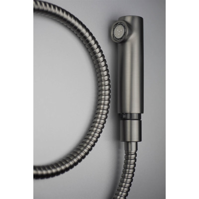 Змішувач для кухні Deante Silia, довж.виливу - 233мм, поворотний, витяжний, 1важіль, титан