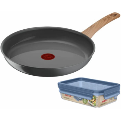 Tefal Сковорода Renew+контейнер Tefal Master Seal Eco,26см, 0.8л, алюміній, бакеліт, скло, сірий, прозорий Tefal Сковорода Renew+контейнер Tefal Master Seal Eco,26см, 0.8л, алюміній, бакеліт, скло, сірий, прозорий