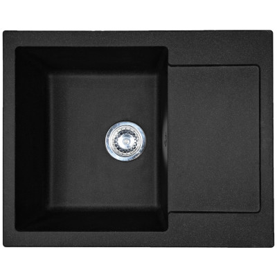 Мийка кухонна Adamant Minimal, штучний камінь, прямокут., з крилом, 615х495х200мм, чаша - 1, врізна, чорний