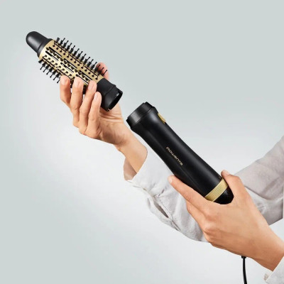 Фен-щітка Rowenta Express Style, 800Вт, 3 режими, іоніз-я, хол. обдув, кераміка, турмалін, чорно-золотий Фен-щітка Rowenta Express Style, 800Вт, 3 режими, іоніз-я, хол. обдув, кераміка, турмалін, чорно-золотий