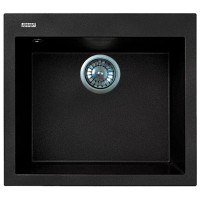 Мийка кухонна Adamant Univer, штучний камінь, квадрат, без крила, 560х500х200мм, чаша - 1, врізна, чорний