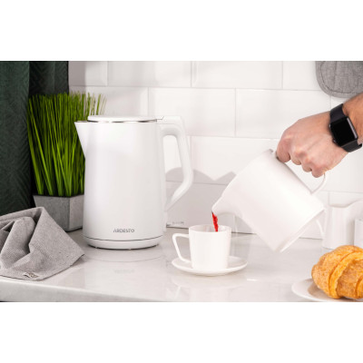 ARDESTO Електрочайник EKL-X50/1.5 л/2200 Вт/подвійні стінки/Strix контроль/білий
