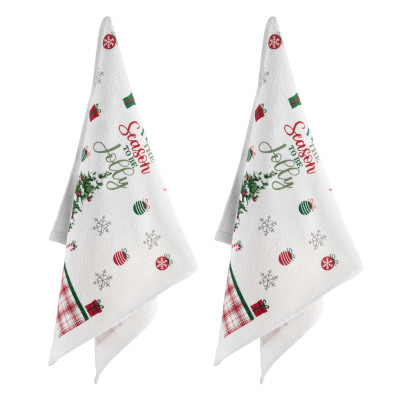 Подарунковий набір рушничків в коробці ARDESTO Christmas Tree 38х63см, 2шт, 100% бавовна, зелений
