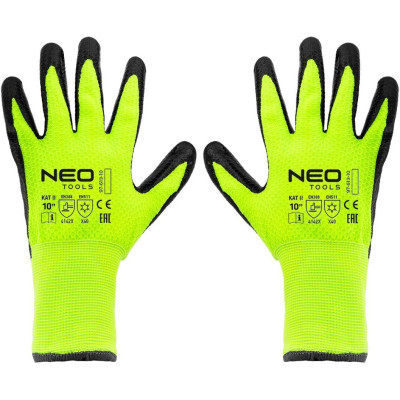 Neo Tools Рукавички робочі, утеплені, латексне покриття, поліестер, р.10, зелено чорні Neo Tools Рукавички робочі, утеплені, латексне покриття, поліестер, р.10, зелено чорні