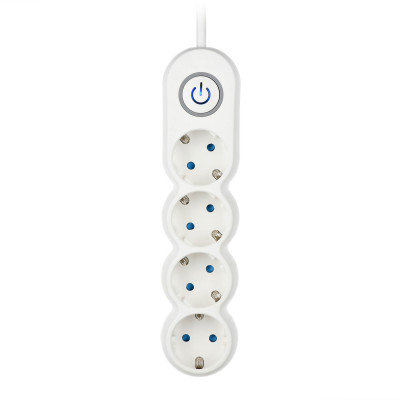 Удлинитель сетевой 2E Plus 4хТип F, 3х1мм кв, 10A, 3м, бело-серый 2E-U04VESM3W