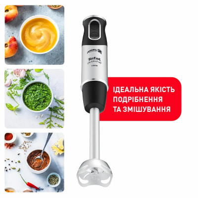 Блендер Tefal заглибний Quickchef 1000Вт, 3в1, чаша-800мл, чопер-500мл, турборежим, сріблясто-чорний Блендер Tefal заглибний Quickchef 1000Вт, 3в1, чаша-800мл, чопер-500мл, турборежим, сріблясто-чорний