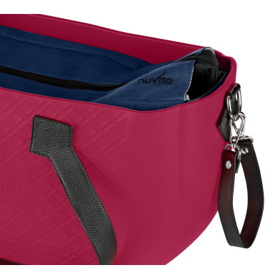 Сумка Nuvita MyMia ручки шкіра, килимок, ремені для коляски, малиново-чорний