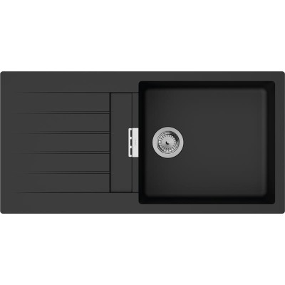 Мийка кухонна Hansgrohe S52, граніт, прямокутник, з крилом, 980х480х190мм, чаша - 1, накладна, S520-F480, чорний графіт