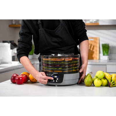 ARDESTO Сушарка для продуктів FDB-532TTC, 250Вт, піддонів -5x3см, діаметр-32см, макс-70°С, таймер, електр. управління, пластик , білий