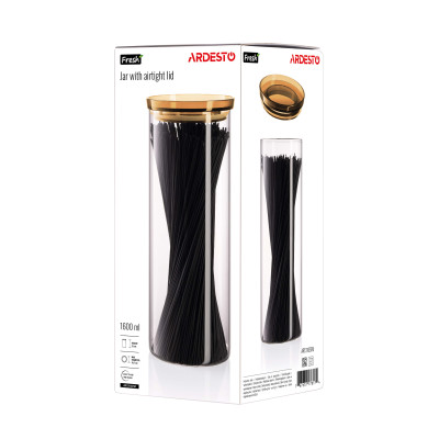 Банка для зберігання ARDESTO Fresh 1600мл, скло, пластик, прозорий Банка для зберігання ARDESTO Fresh 1600мл, скло, пластик, прозорий