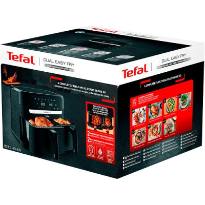 Мультипіч Tefal Easy Fry Dual Essential, 2700Вт, чаша-5.2+3.1л, сенсорне керув., 2 чаши, гриль, пластик, чорний