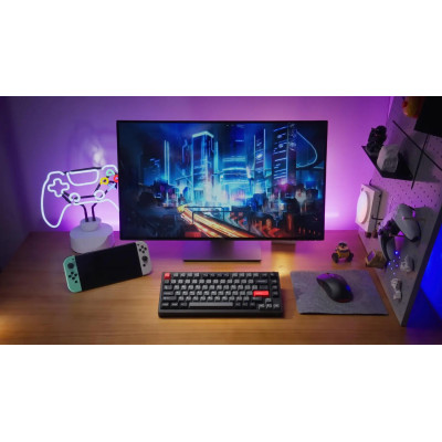 Клавіатура механічна Lemokey  P1 Pro 84Key, Keychron Super Red, WL/BT/USB-A, QMK/VIA, Hot-Swap, EN/UKR, RGB,  Knob, Carbon Black