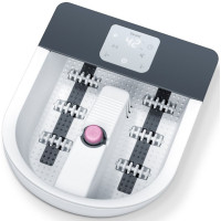 Масажна ванночка Beurer для ніг, від мережі, 3 насадки, підтрим. температури води, сенс. керув., біло-сірий