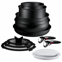 Набір посуду Tefal Ingenio Excellence+, 13 предметів, алюміній, нержавіюча сталь, бакеліт, чорний Набір посуду Tefal Ingenio Excellence+, 13 предметів, алюміній, нержавіюча сталь, бакеліт, чорний
